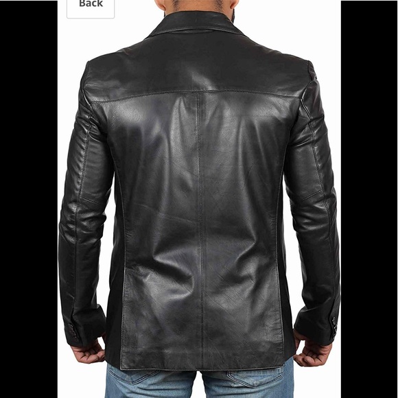 ⛄️ Real leather black man elegant jacket new - Picture 4 of 8